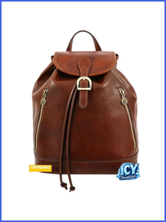 Italian Leather Backpack - Handmade Full Grain Cowhide Casual Daypack main image 5